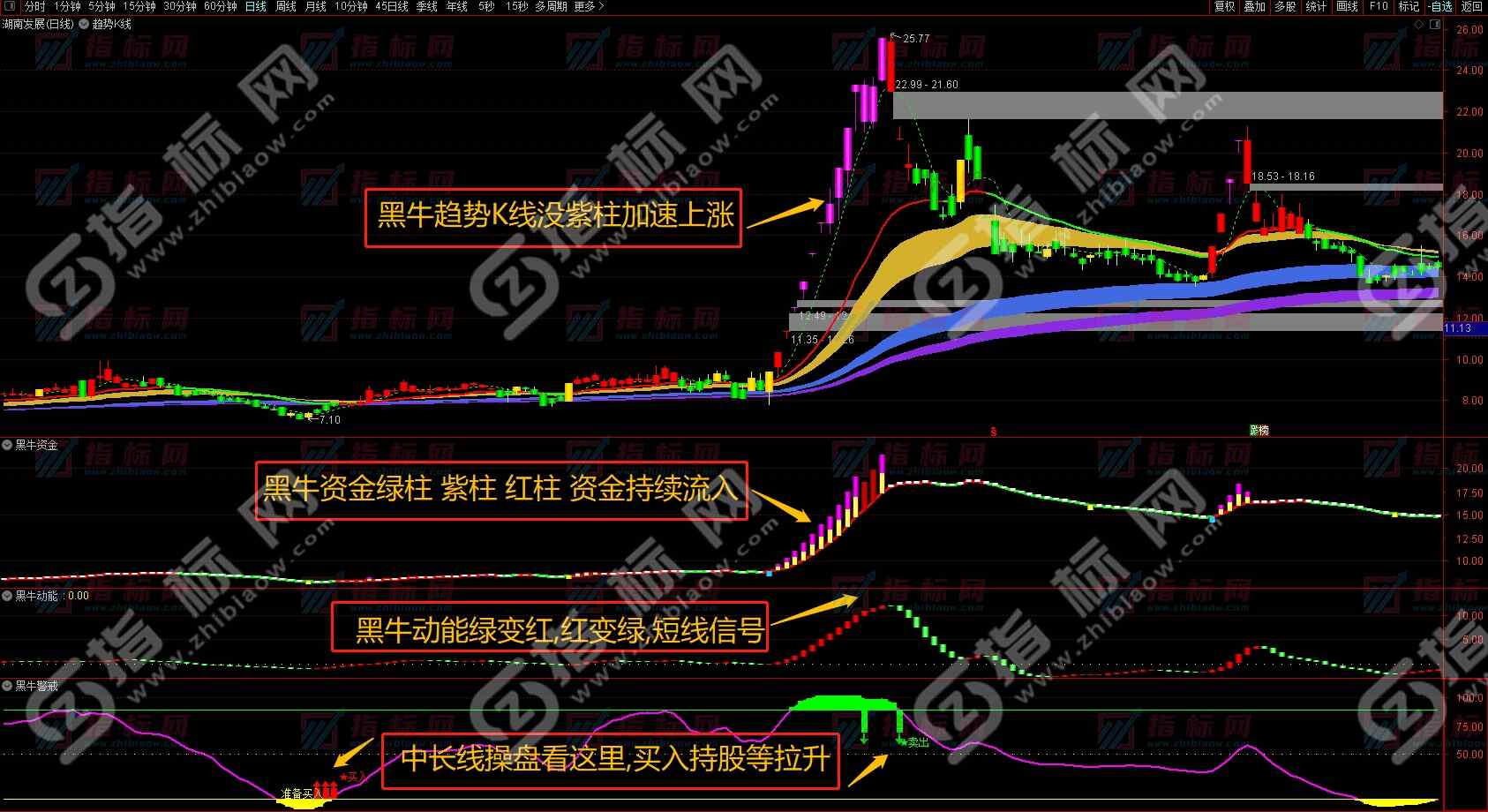 通达信黑牛经典趋势战法用法说明