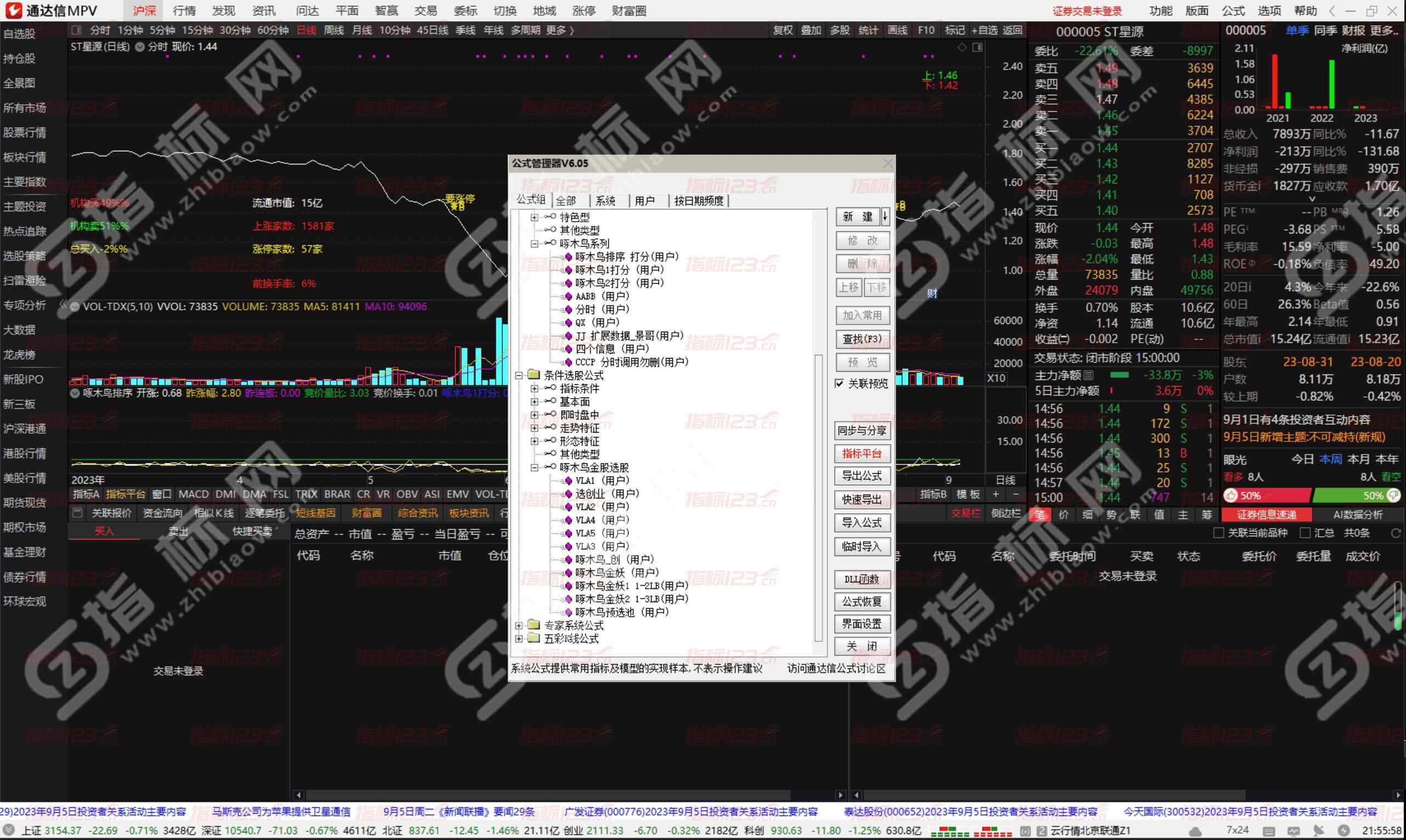 通达信啄木鸟金股系统含全套20个指标及竞价看盘面板及股池
